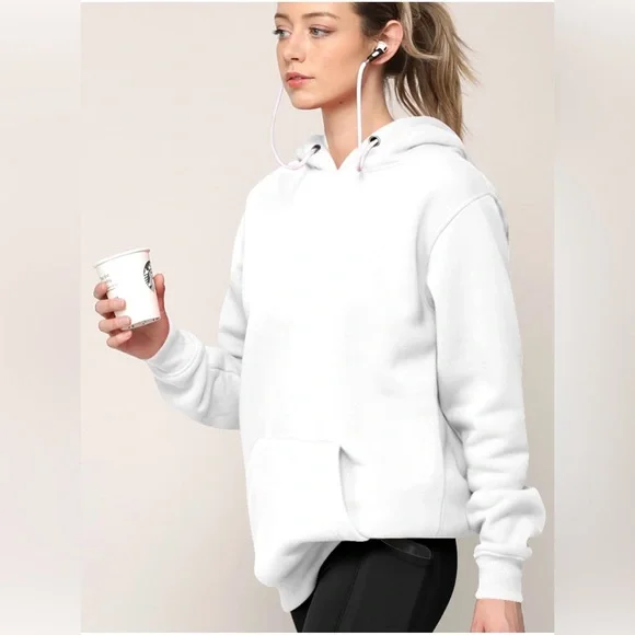 Active Casual Hoodie Long Sleeve Comfortable Lightweight Sweatshirt -white - Picture 2 of 6